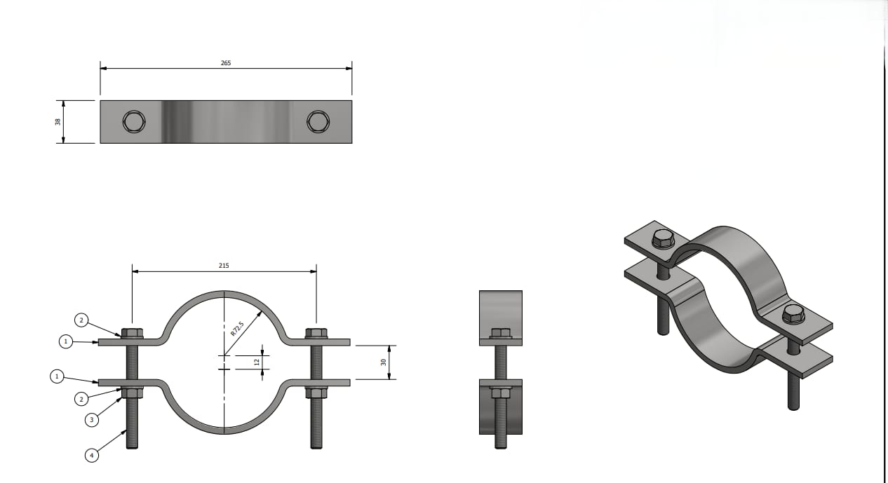 double pole band mount clamp hoop 